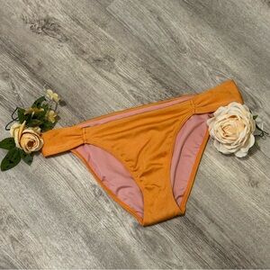 NEW  VICTORIA'S SECRET ORANGE RUCHED KNOCKOUT SWIM BIKINI BOTTOM SIZE M MEDIUM